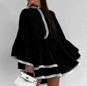 Платье трендового фасона с воланами отделка контрастным кружевом ,как на фото