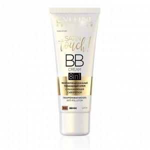 EVELINE BB CREAM 8в1 SATIN TOUCH Тональный BB-Крем с увлажняющей сывороткой 002 BEIGE, 30мл