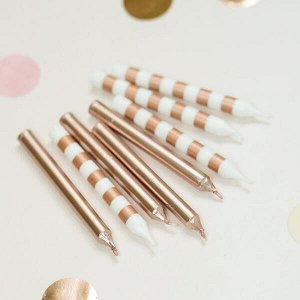 МенюСвечи Ассорти Rose Gold &amp; White в полоску 8шт 8см