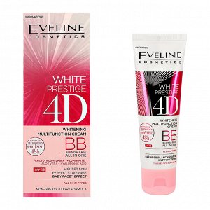 EVELINE WHITE PRESTIGE 4D Многофункциональный BB-крем выравнивающий тон SPF15 д/всех типов кожи 50мл НОВИНКА 2023!