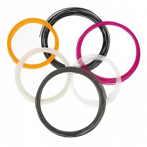 Пластик для 3D ручки LuazON ABS-6,по 10 м,6 цветов в наборе(сер,черн,оранж,фиолет,бел,натур)