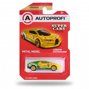 Машинка коллекционная 1:64, Серия SUPER CARS (Bugatti), SUP-004 желт./зеленый