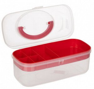 Коробка для швейных принадлежностей ОМ-055 пластик 27.8 x 12.1 x 13.1 см прозрачная