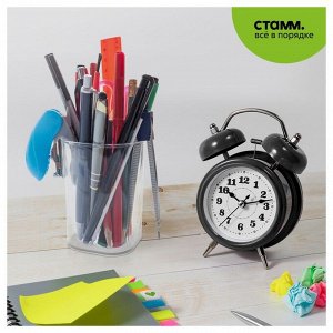 Подставка-стакан для канцелярии Стамм «Фаворит», пластик, 90x70x70 мм, квадратная, прозрачная