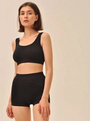 Топ на широких бретелях с плетением "косичка" HOME COLLECTION. Nero (черный) цвет