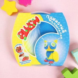 Пластилин пушистый  PLUSH синий + желтый,  160 гр PL02201803