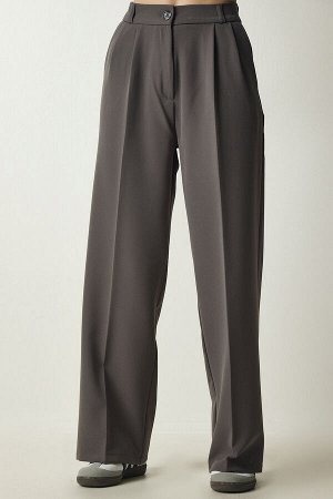 Женские серые брюки-палаццо с карманами DW00001