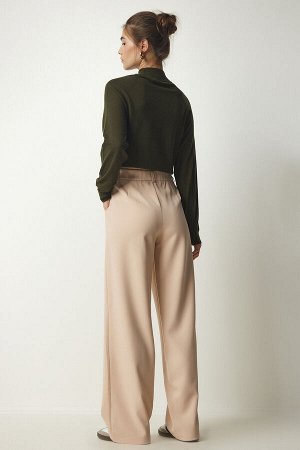 Женские кремовые тканые брюки со складками UB00188