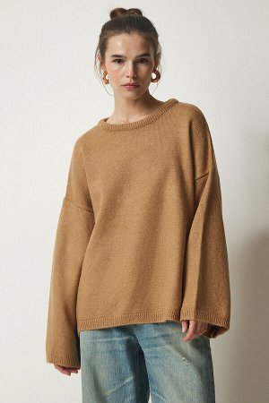 Женский свитер бисквитного оверсайз базового трикотажа KB00034