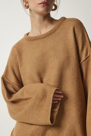 Женский свитер бисквитного оверсайз базового трикотажа KB00034