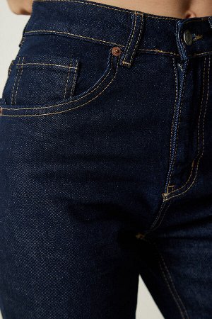 Женские темно-синие джинсовые брюки с высокой талией CB00015