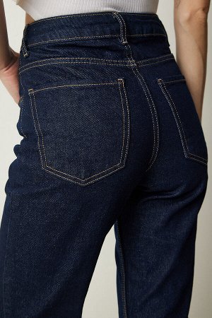 Женские темно-синие джинсовые брюки с высокой талией CB00015