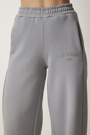 Женские толстые спортивные штаны прямого кроя серого цвета розового золота HF00445