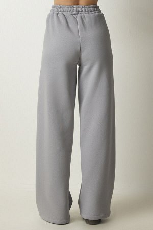 Женские толстые спортивные штаны прямого кроя серого цвета розового золота HF00445