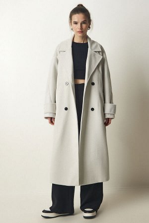 Женское шерстяное пальто Stone Premium с двубортным воротником FN03148