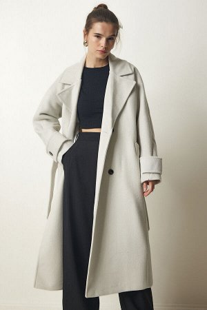 Женское шерстяное пальто Stone Premium с двубортным воротником FN03148