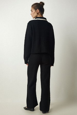Женский брючный костюм с черной полосой и трикотажной курткой WF00061