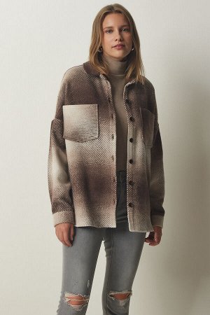 Женская коричневая пришитая куртка-рубашка оверсайз Lumberjack TU00035