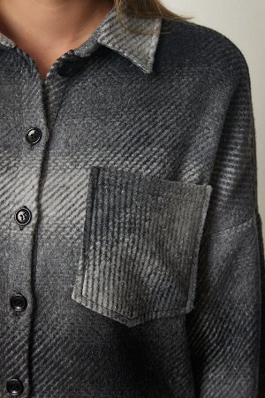 Женская черная куртка-рубашка Lumberjack Oversize с тиснением TU00035
