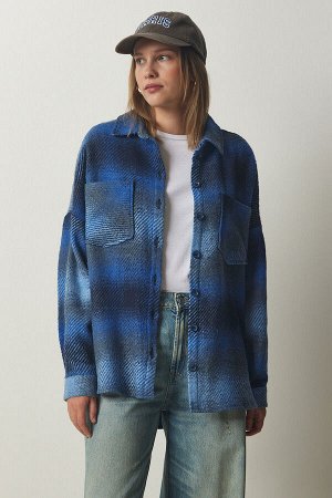 Женская синяя пришитая куртка-рубашка Lumberjack Oversize TU00035
