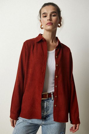 Женская вельветовая куртка-рубашка с плиткой BH00422