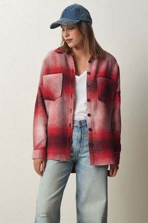 Женская красная куртка-рубашка оверсайз Lumberjack с тиснением TU00035