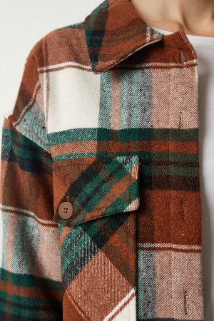 Женская коричнево-зеленая куртка-рубашка Lumberjack Stamp DD01275