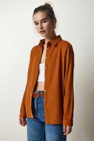 Женская светло-коричневая вельветовая куртка-рубашка BH00422