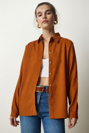 Женская светло-коричневая вельветовая куртка-рубашка BH00422