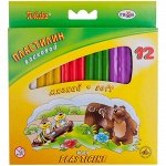 Пластилин &quot;Пчелка&quot; 12 цветов, восковой, со стеком, картон с европодвесом