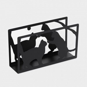 Салфетница Доляна «Кошки», 14x4x8 см, цвет чёрный