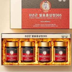 (Набор) Экстракт ферментированного 6-летнего красного женьшеня Jungwonsam 6 Years Old Korean Fermented Red Ginseng Extract 365, 200гр*4шт