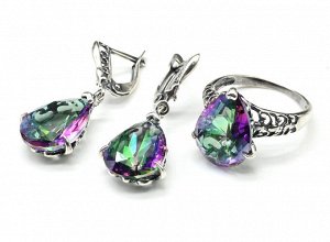 Кольцо серьги с цирконом искусственным, цв.хамелеон размер 20