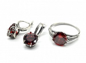 Кольцо Серьги с цирконом искусственным, цв.красный размер 20