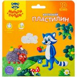Пластилин Мульти-Пульти &quot;Енот в лесу&quot;, 10 цветов, 150г, восковой, со стеком, картон, европодвес