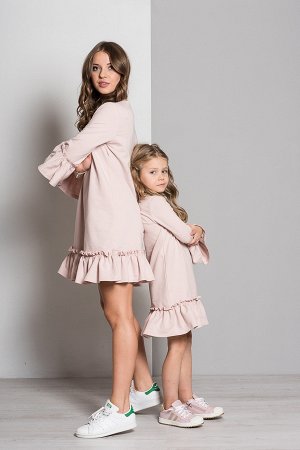 Комплект LUMIDE K322-D23 платьев с воланами пудрово-розовый