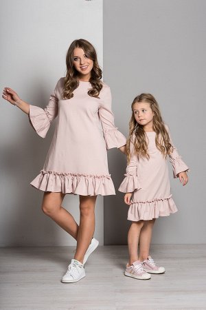 Комплект LUMIDE K322-D23 платьев с воланами пудрово-розовый