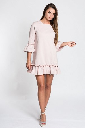 Платье LUMIDE 322 с воланами пудрово-розовый