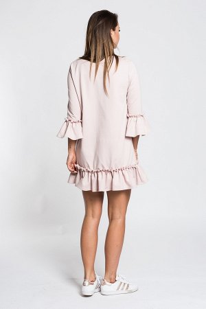 Платье LUMIDE 322 с воланами пудрово-розовый