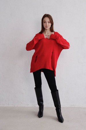 Пуловер красный