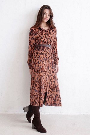 Платье-рубашка леопардовое