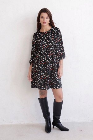 Платье чёрное в цветок
