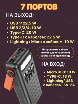 Портативный аккумулятор HOCO DB33 Solar Energy 30000 mAh PD20W 12in1 с солнечной батареей