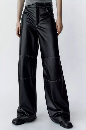 Женские прямые брюки из экокожи