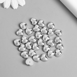 Декор для творчества пластик "Сердца" серебро набор 30 шт 1х1 см