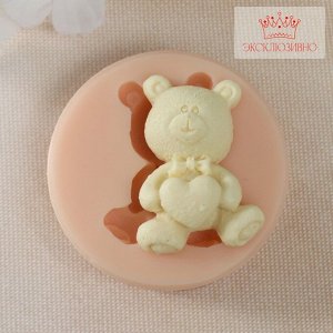 Силиконовый молд, форма для заливки «Мишка с сердечком», 4.3x3x1.3 см