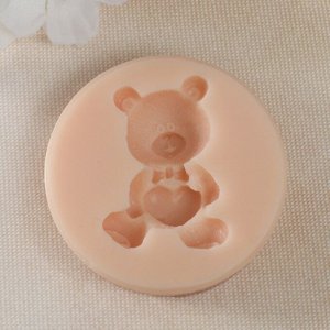 Силиконовый молд, форма для заливки «Мишка с сердечком», 4.3x3x1.3 см