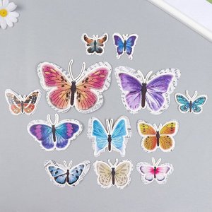 Бабочки картон двойные крылья "Газетные" набор 12 шт h=4-10 см