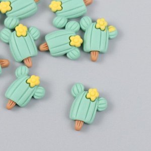 Декор для творчества пластик «Кактус с цветочком», набор 12 шт., 1.7x1.7 см