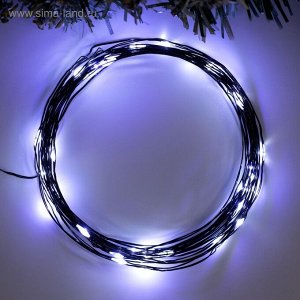 Гирлянда «Нить» 5 м роса, IP20, чёрная нить, 50 LED, свечение белое, 2 режима, AAх3